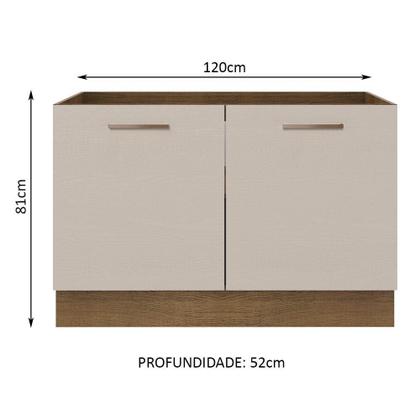 Imagem de Balcão Gabinete de Pia Cozinha 2 Portas Rustic/Crema Agata Madesa