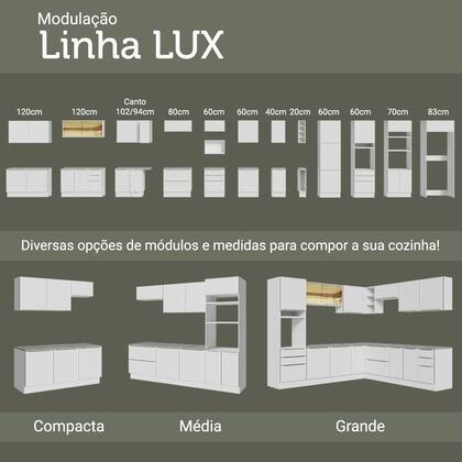 Imagem de Balcão Gabinete de Pia Madesa Lux 120 cm 2 Portas (Sem Tampo) - Branco/Branco Veludo
