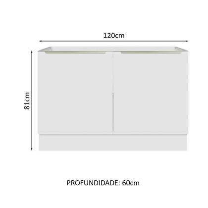 Imagem de Balcão Gabinete de Pia Madesa Lux 120 cm 2 Portas (Sem Tampo) - Branco/Branco Veludo