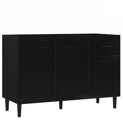 Imagem de Balcão Gabinete de Pia para Cozinha 120cm 3 Portas Classic P11 Preto - Mpozenato