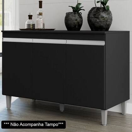 Imagem de Balcão Gabinete de Pia sem Tampo 120cm 3 Portas Manu - AJL Móveis