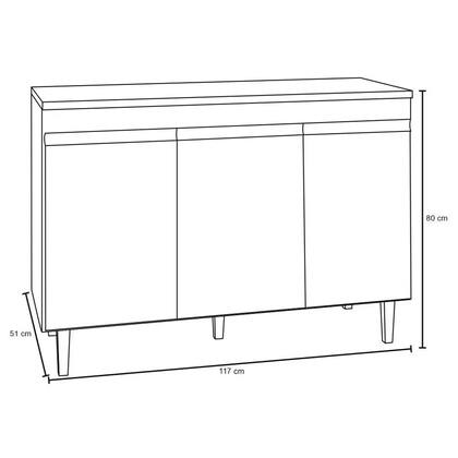 Imagem de Balcão Gabinete de Pia sem Tampo 120cm 3 Portas Manu - AJL Móveis