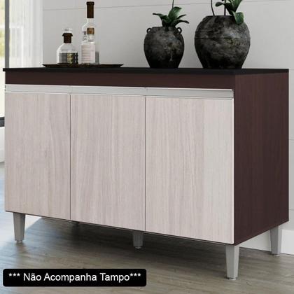 Imagem de Balcão Gabinete de Pia sem Tampo 120cm 3 Portas Manu - AJL Móveis