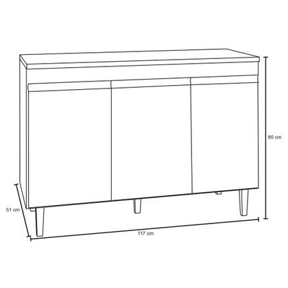 Imagem de Balcão Gabinete de Pia sem Tampo 120cm 3 Portas Manu - AJL Móveis