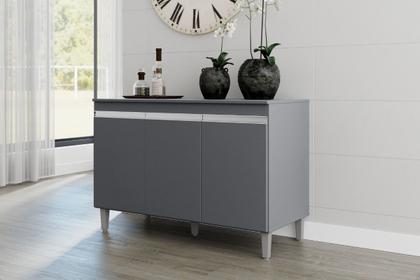 Imagem de Balcão Gabinete de Pia sem Tampo 120cm 3 Portas Manu - AJL Móveis