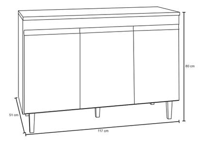 Imagem de Balcão Gabinete de Pia sem Tampo 120cm 3 Portas Manu - AJL Móveis