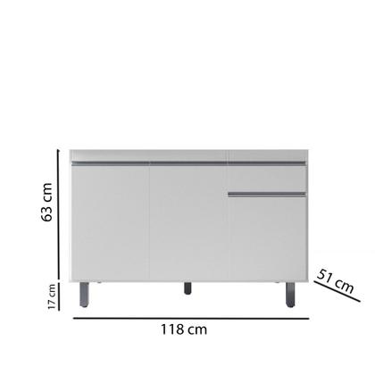 Imagem de Balcão Gabinete de Pia sem Tampo 120cm 3 Portas Pop - Nathan Móveis