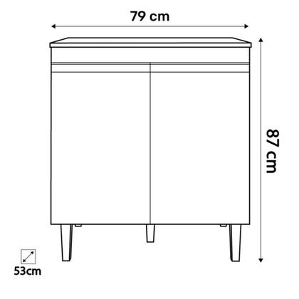 Imagem de Balcão Gabinete Emma Cooktop 2 Portas para Cozinha Cinza