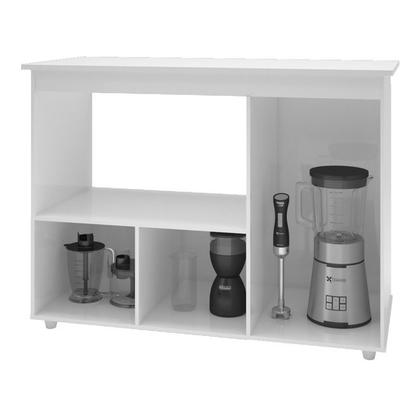 Imagem de Balcão Gabinete Multiuso Para Cozinha Liza Branco Com 3 Portas - Móveis Leartam