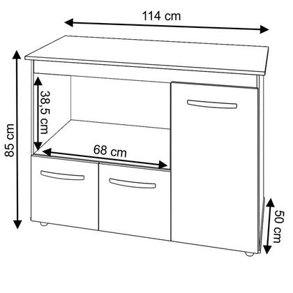 Imagem de Balcão Gabinete Multiuso Para Cozinha Liza Branco Com 3 Portas - Móveis Leartam