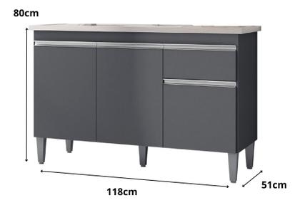 Imagem de - Balcão Gabinete Multiuso Tatiane 120cm C/tampo