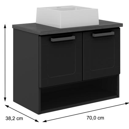 Imagem de Balcão Gabinete para banheiro 70 cm 2 portas c/ nicho Natura 8005 Bertolini - Areia/Nogueira