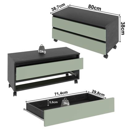 Imagem de Balcão Gabinete para Banheiro sem Cuba 80cm com rodízio e gaveta BN3603 Tecnomóbili