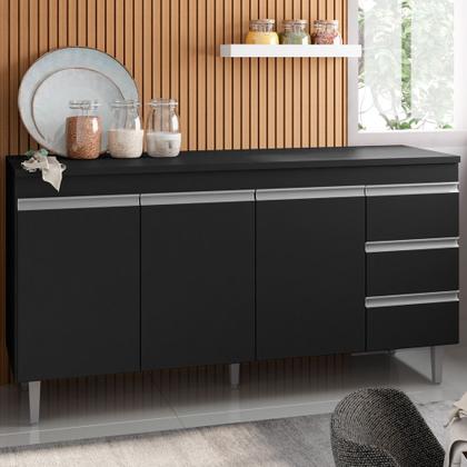 Imagem de Balcão Gabinete Para Pia 160cm com Tampo 3 Portas Andréia Preto - AJL Móveis