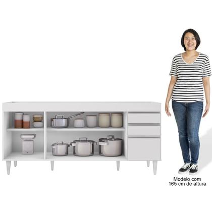 Imagem de Balcão Gabinete Para Pia 180cm Sem Tampo Dallas Branco - Lumil
