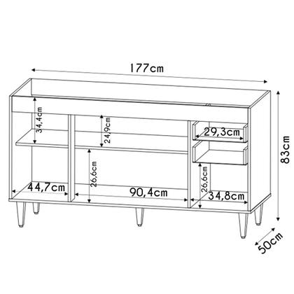 Imagem de Balcão Gabinete Para Pia 180cm Sem Tampo Dallas Preto - Lumil