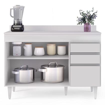 Imagem de Balcão Gabinete para pia com Tampo 120cm Michigan Branco - Lumil