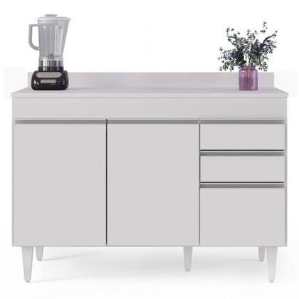 Imagem de Balcão Gabinete para pia com Tampo 120cm Michigan Branco - Lumil