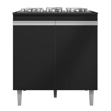 Imagem de Balcão Gabinete Pia Andréia Sem Tampo 100cm e Armário Para Cooktop 02 Portas Preto - Desk Design