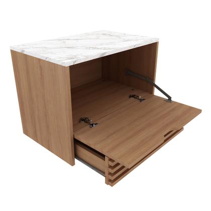 Imagem de Balcão Gabinete Suspenso com gaveta BN3613 Amêndoa/Mármore Branco