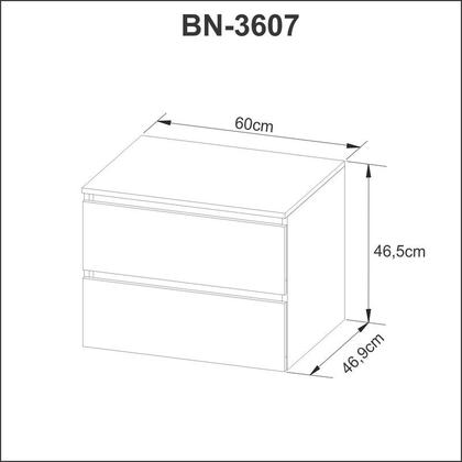Imagem de Balcão Gabinete Suspenso para Banheiro 60cm com 2 Gavetas BN3607 Amêndoa/Branco