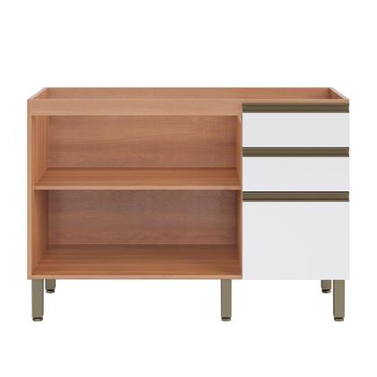 Imagem de Balcão Gabinete Telasul Macadâmia 1200MM Para Pia 2 Portas Freijó e Branco