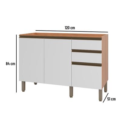 Imagem de Balcão Gabinete Telasul Macadâmia 1200MM Para Pia 2 Portas Freijó e Branco