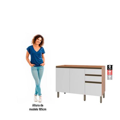 Imagem de Balcão Gabinete Telasul Macadâmia 1200MM Para Pia 2 Portas Freijó e Branco