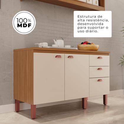Imagem de Balcão Grande Cozinha Positano New 100 MDF 2 Portas 3 Gavetas
