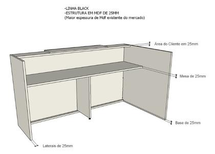 Imagem de Balcão L Recepção Caixa 166cm Freijó Syncro LINHA BLACK  2.1