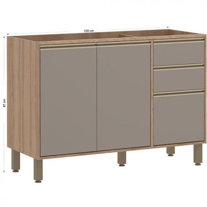 Imagem de BalcAo Luciane Yara 2 Portas 3 Gavetas sem Tampo 120 cm 1304/199