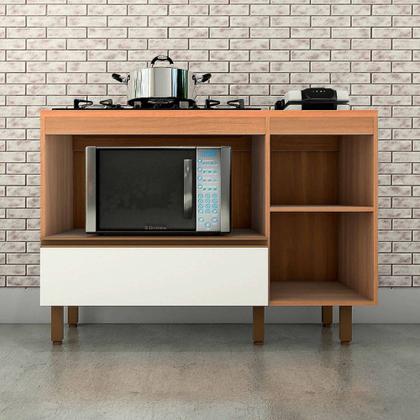 Imagem de Balcão Macadâmia 1200mm P/Cooktop 5 Bocas Freijó/Branco - Telasul