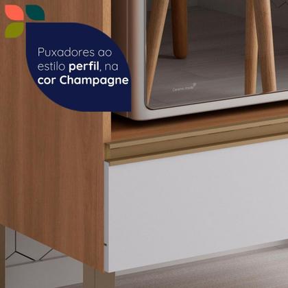 Imagem de Balcão Macadâmia 1200mm P/Cooktop 5 Bocas Freijó/Branco - Telasul