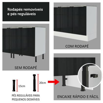 Imagem de Balcão Madesa Lux 40 cm 3 Gavetas (Sem Tampo) - Branco/Preto