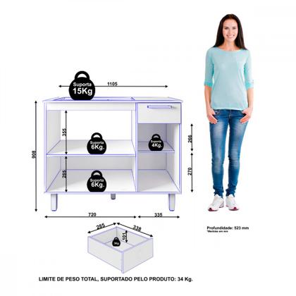 Imagem de Balcao Master para Cooktop 5 Bocas e Forno Cinamomo Preto Catedral Zanzini