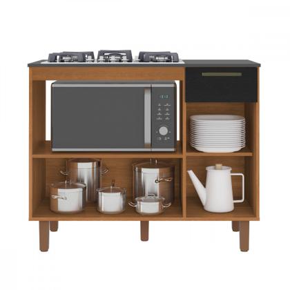 Imagem de Balcao Master para Cooktop 5 Bocas e Forno Cinamomo Preto Catedral Zanzini