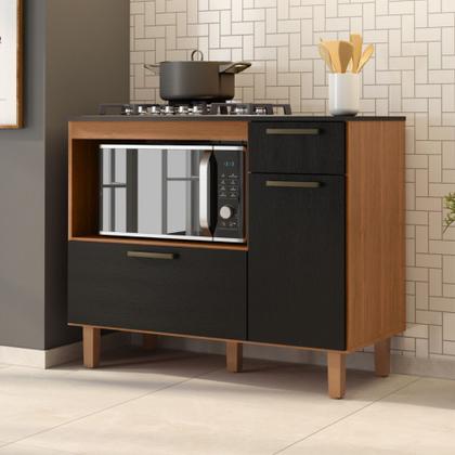 Imagem de Balcao Master para Cooktop 5 Bocas e Forno Cinamomo Preto Catedral Zanzini