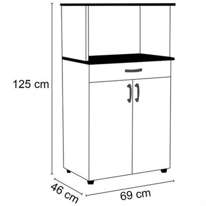 Imagem de Balcão Microondas 2 Portas Carina Branco e Preto Flex 970 AJL Móveis