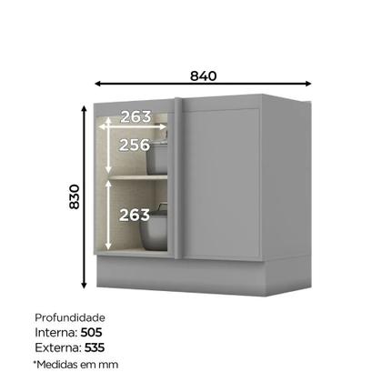 Imagem de Balcão Modulado Canto Reto 1 Porta Emily Henn (sem Tampo)