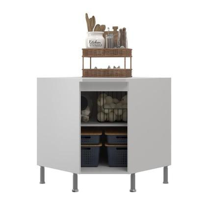 Imagem de Balcão Modulado De Canto Com Tampo Fidelitá Viena 75 Cm 1 Porta Branco