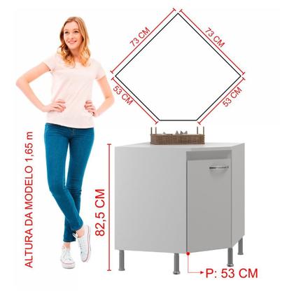 Imagem de Balcão Modulado De Canto Com Tampo Fidelitá Viena 75 Cm 1 Porta Branco