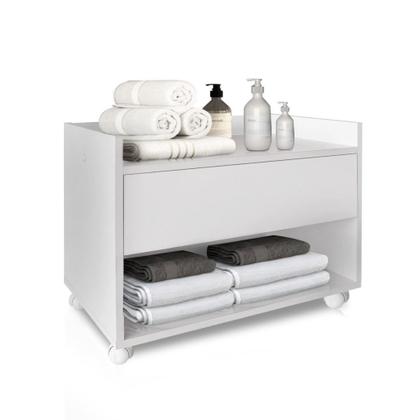 Imagem de Balcão Móvel de Banheiro MDF Organizador Gabinete com Rodízios SSX Multicoisas