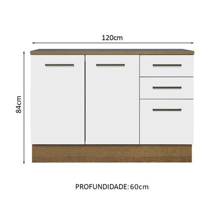 Imagem de Balcão Multiuso 120cm 2 Portas 3 Gavetas Agata Madesa R