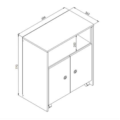 Imagem de Balcão Multiuso 68,4cm c/ Rodízios e Mesa Retrátil BL1000 Art in Móveis