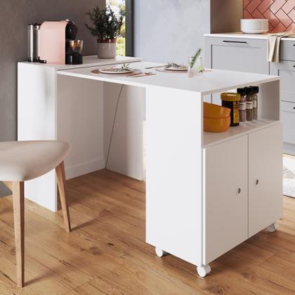 Imagem de Balcão Multiuso 68,4cm c/ Rodízios e Mesa Retrátil BL1000 Art in Móveis