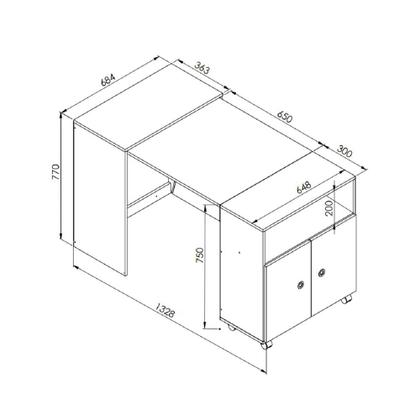 Imagem de Balcão Multiuso 68,4cm c/ Rodízios e Mesa Retrátil BL1000 Art in Móveis
