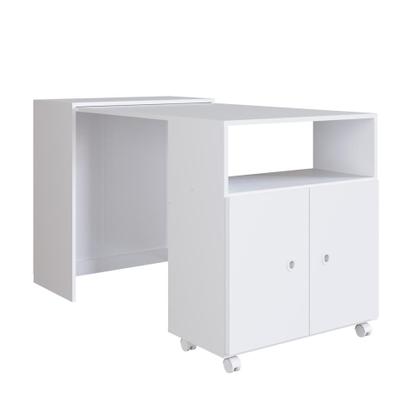 Imagem de Balcão Multiuso 68,4cm c/ Rodízios e Mesa Retrátil BL1000 Art in Móveis