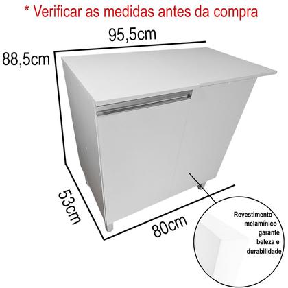 Imagem de Balcão Multiuso 95cm em MDF de Canto Branco