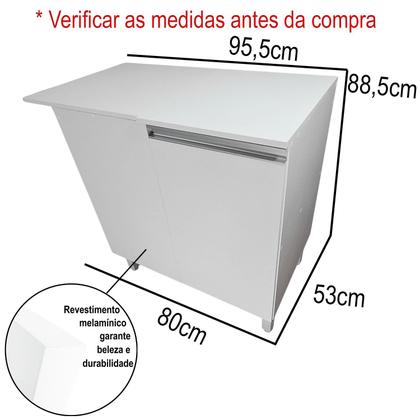 Imagem de Balcão Multiuso 95cm em MDF de Canto Branco
