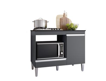 Imagem de Balcão Multiuso Cooktop Carla p/ 4 ou 5 Bocas e Forno/Microondas AJL Móveis - Cinza